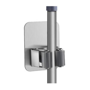 Soporte adhesivo para escoba de acero inoxidable