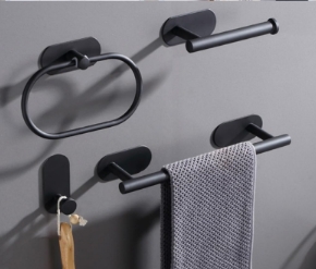 Kit de Accesorios para Baño Adhesivo 3M Acero Inoxidable Negro INOMAX IM4162-N