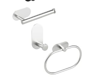 Kit de Accesorios para Baño Adhesivo 3M Acero Inoxidable Plateado INOMAX IM4165