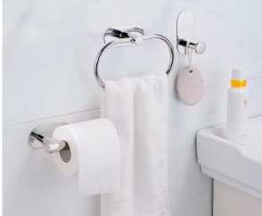 Kit de Accesorios para Baño Adhesivo 3M Acero Inoxidable Plateado - Imagen 2
