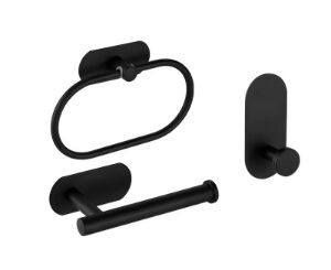 Kit de Accesorios para Baño Adhesivo 3M Acero Inoxidable Negro INOMAX IM4165-N
