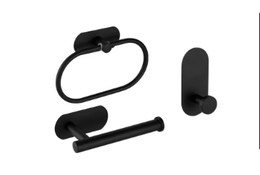 Kit de Accesorios para Baño Adhesivo 3M Acero Inoxidable Negro INOMAX IM4165-N